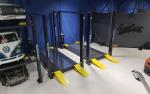 Tri-level lift in West Coast Customs garage