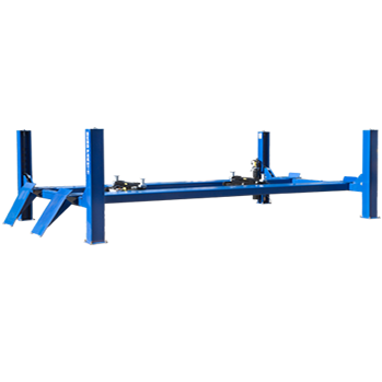 El HDS-18X es un elevador de cuatro postes con carriles de elevación resistente.