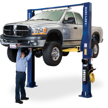 BendPak XPR-10CX clear floor two post lift wide
